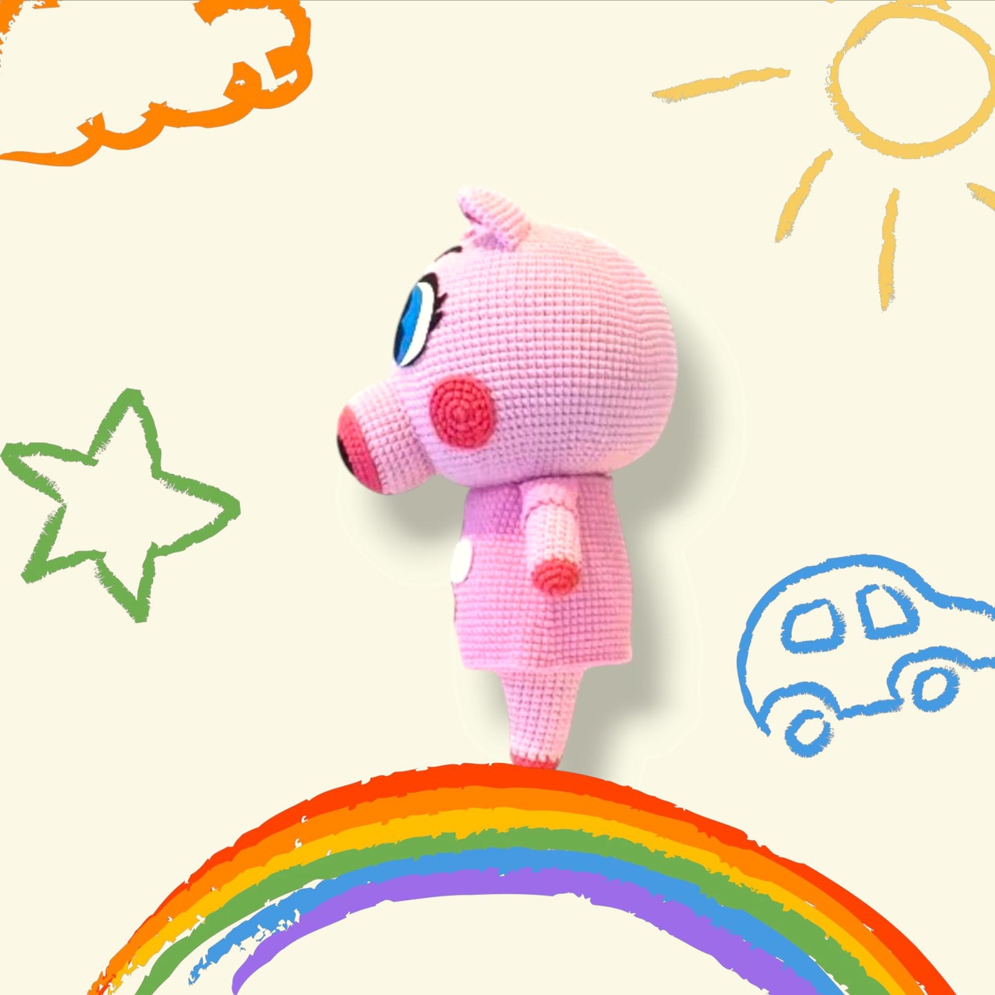 Peppa Pig Plush Toy: Handmade Crochet - Soft and Eco Friendly
