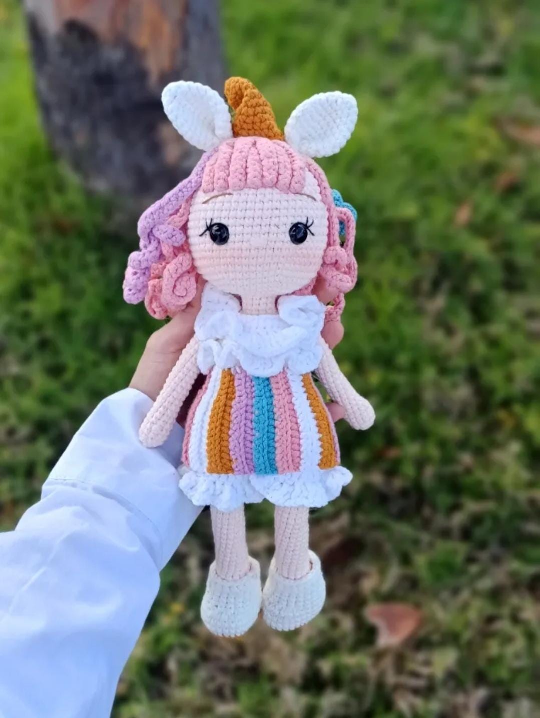 Crochet Unicorn Doll Nursery Gift Baby Room Decor Fantasy Animal Handmade Amigurumi Doll Figure