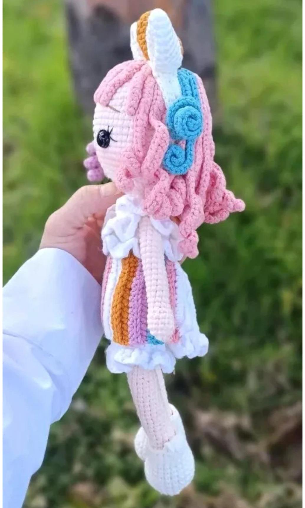 Crochet Unicorn Doll Nursery Gift Baby Room Decor Fantasy Animal Handmade Amigurumi Doll Figure