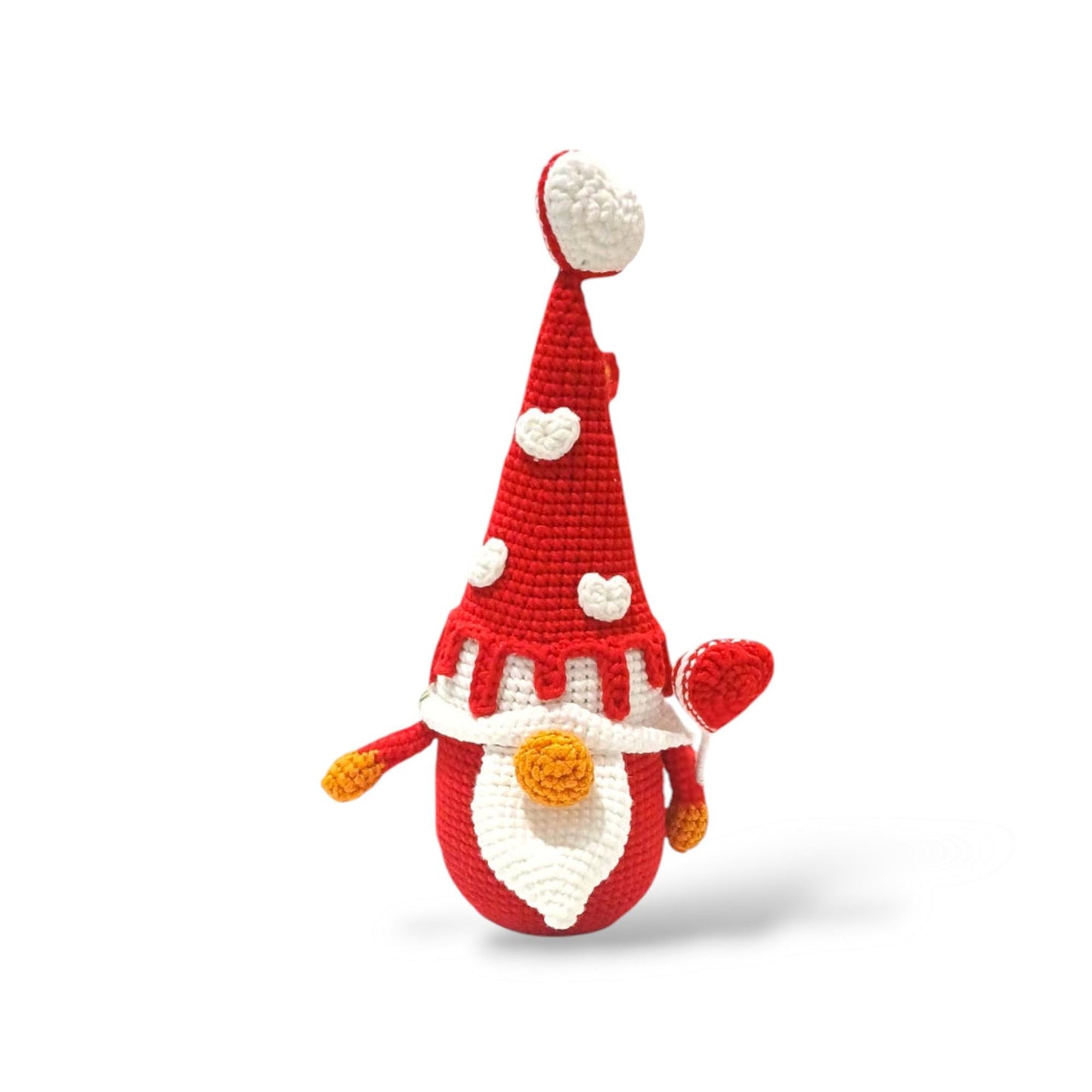 Crochet Love Gnome: Handmade Valentine's Day Plush Decor (24cm Tall)