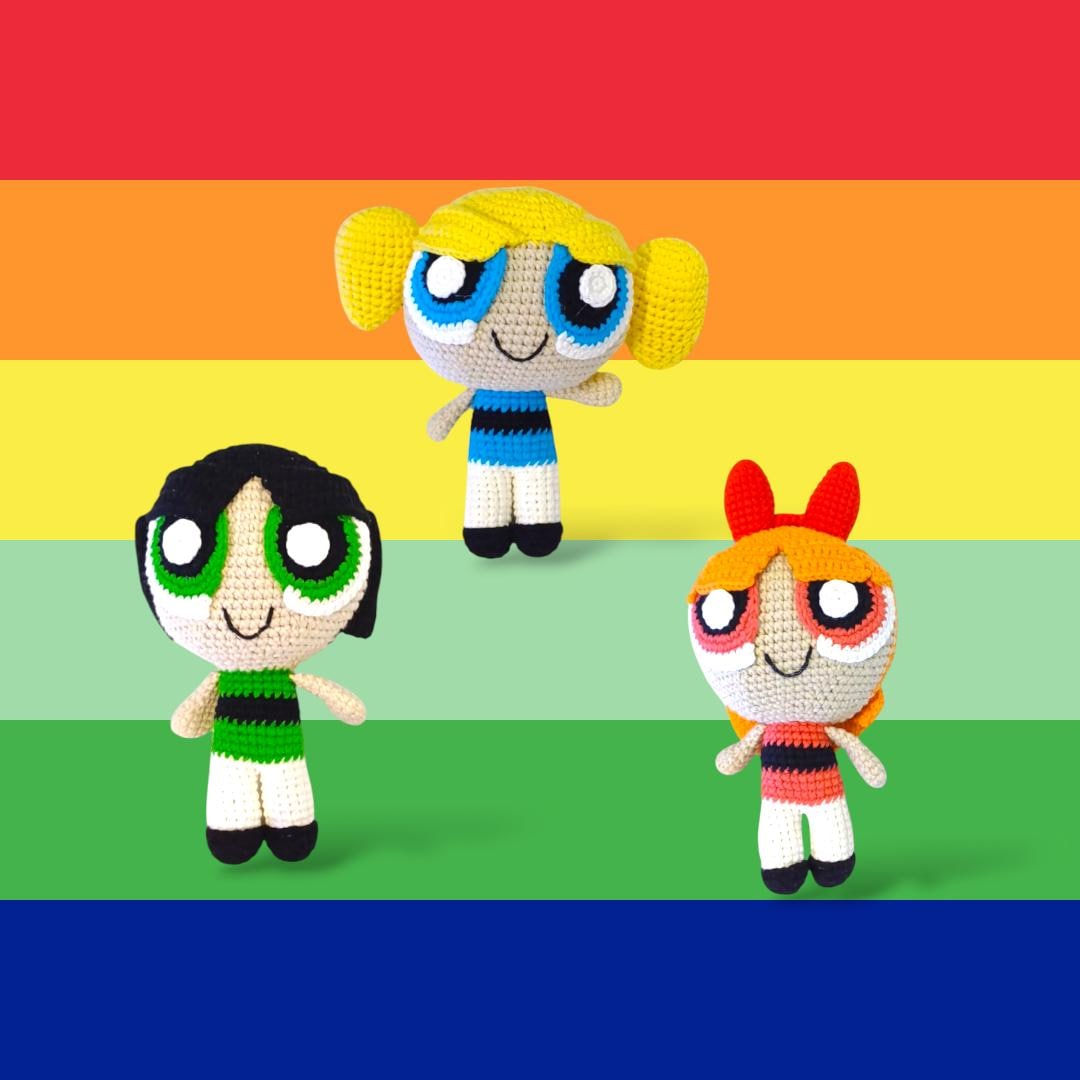 Inspired Power Puff Crochet Dolls- Birthday Gift Fan Collectibles Toys - Colorful Superhero Plush