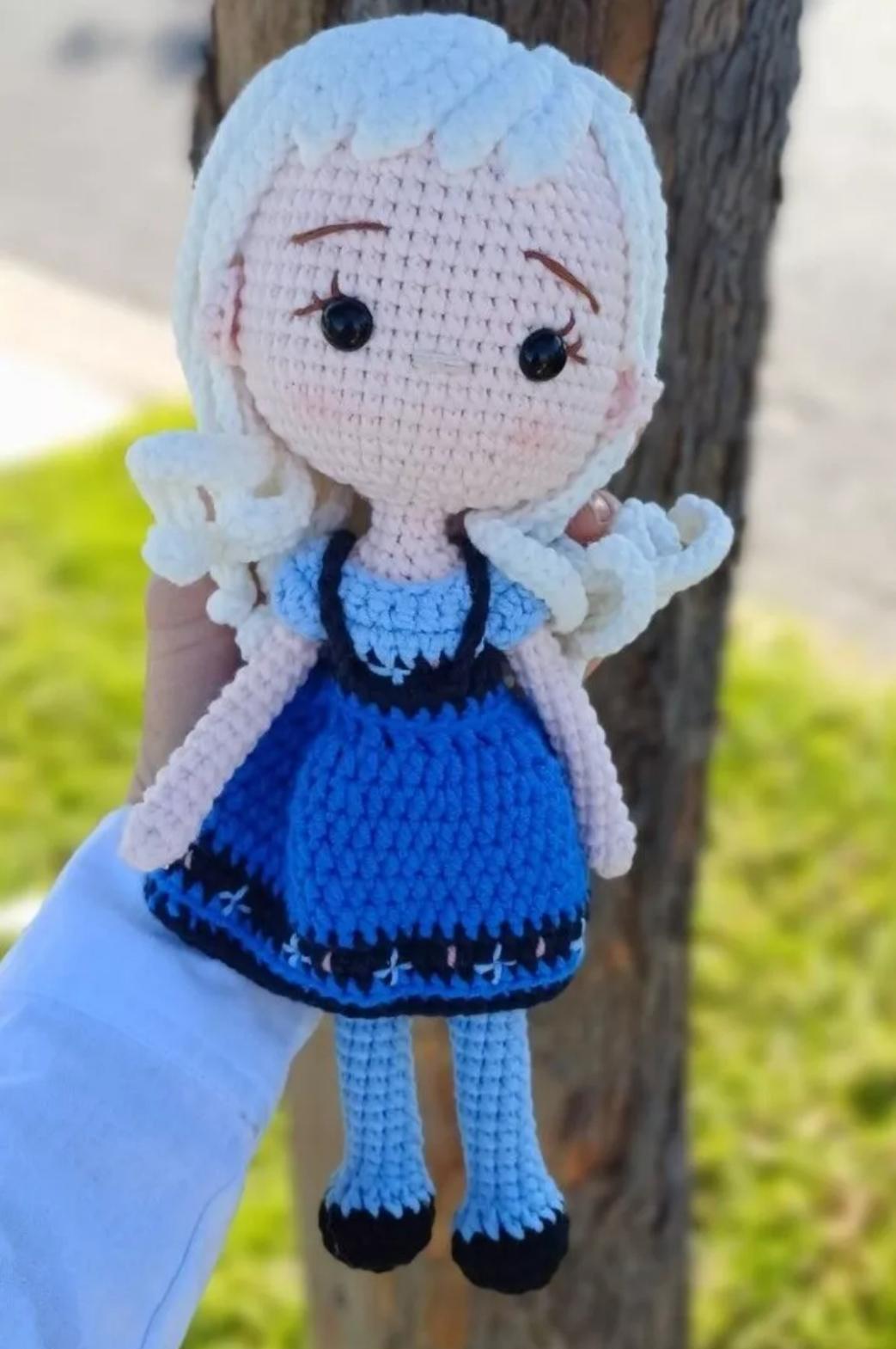 Crochet Ice Queen Doll, Handmade Amigurumi Nursery Decor