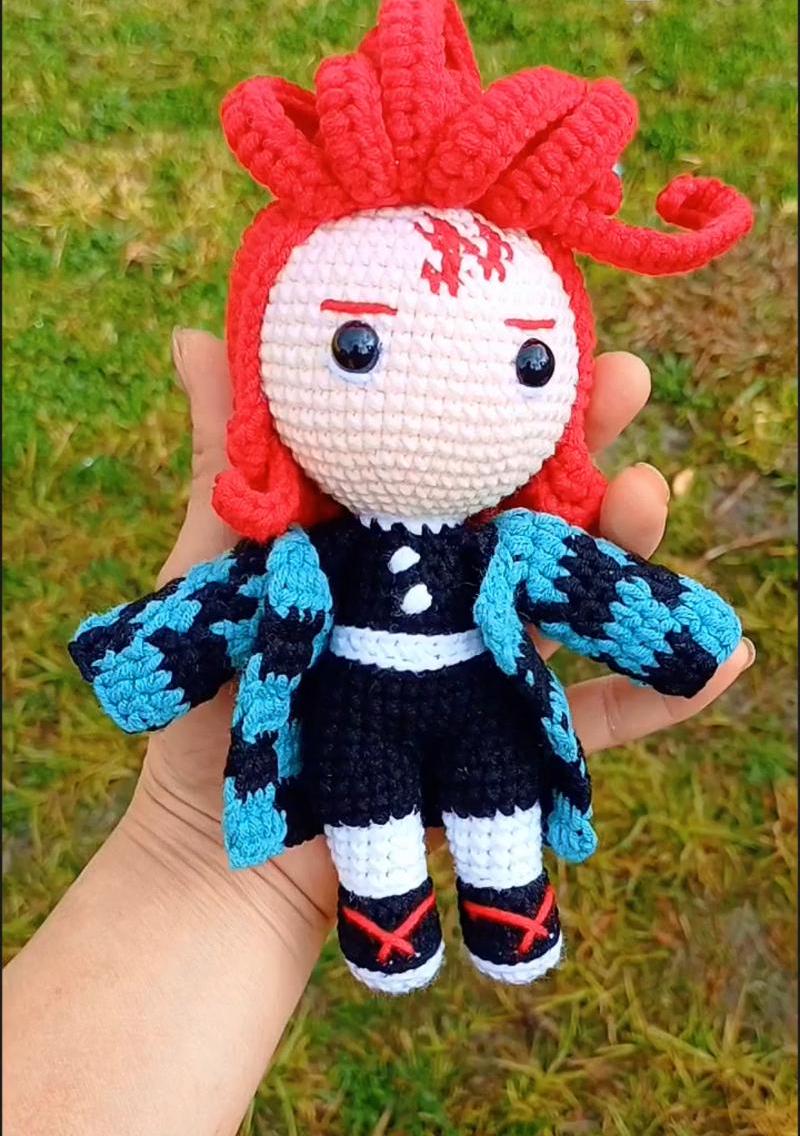 Crochet Anime Style Demon Girl Boy Plush Gift Anime Fans Home Decor Handmade Amigurumi Soft Plush Doll