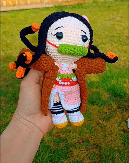 Crochet Anime Style Demon Girl Boy Plush Gift Anime Fans Home Decor Handmade Amigurumi Soft Plush Doll