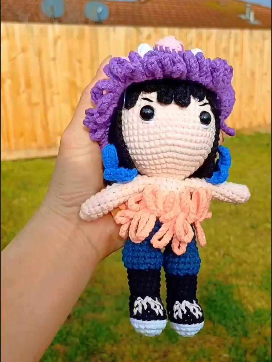 Crochet Anime Style Demon Girl Boy Plush Gift Anime Fans Home Decor Handmade Amigurumi Soft Plush Doll