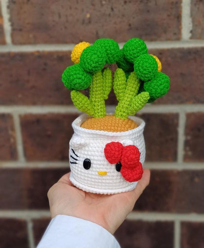 Crochet Cat Flower Pot Decor Gift Birthday Home Decor Table Shelf Accent Handmade Amigurumi Floral Display