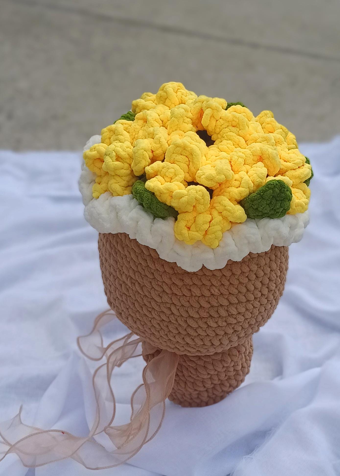 Crochet Flower Bouquet Valentines Gift Romantic Home Decor Handmade Amigurumi Floral Arrangement