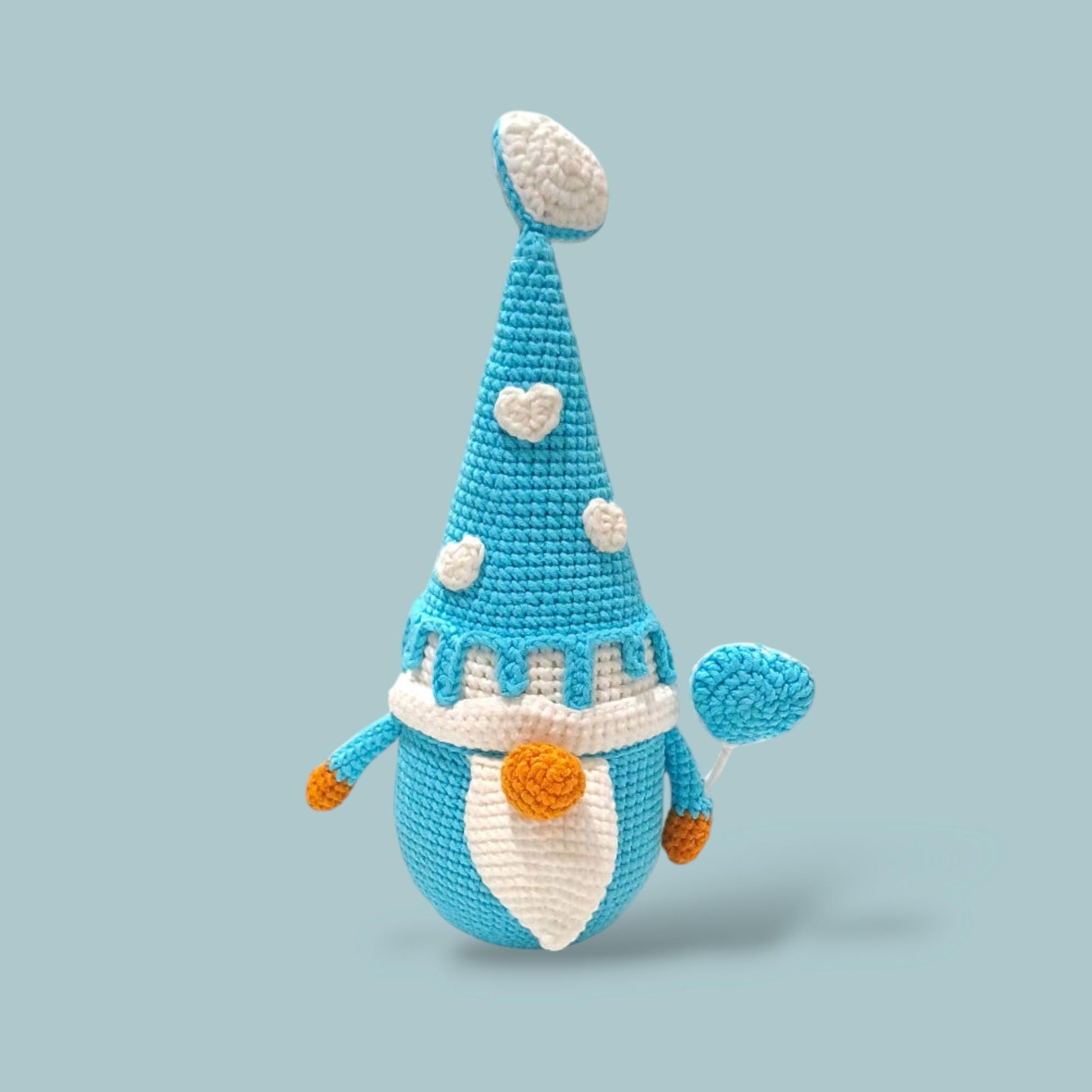 Crochet Love Gnome: Handmade Valentine's Day Plush Decor (24cm Tall)