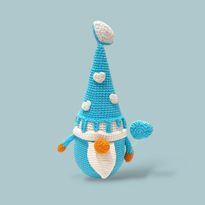 Crochet Love Gnome: Handmade Valentine's Day Plush Decor (24cm Tall)