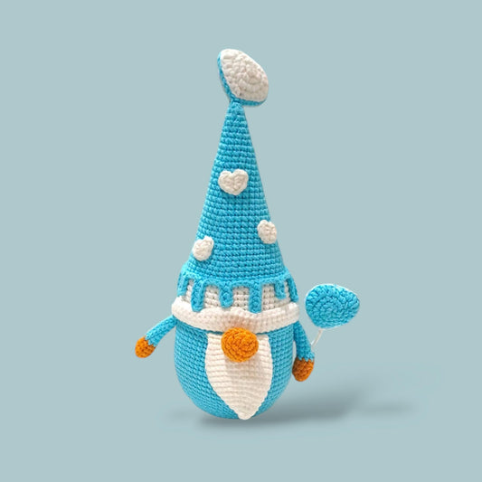 Crochet Love Gnome: Handmade Valentine's Day Plush Decor (24cm Tall)