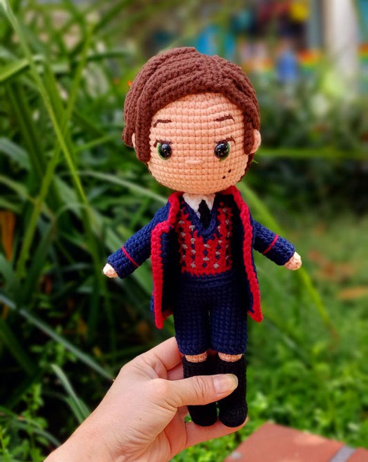 Number Five Crochet Doll Set, Plush with Pug and Props (Handmade)