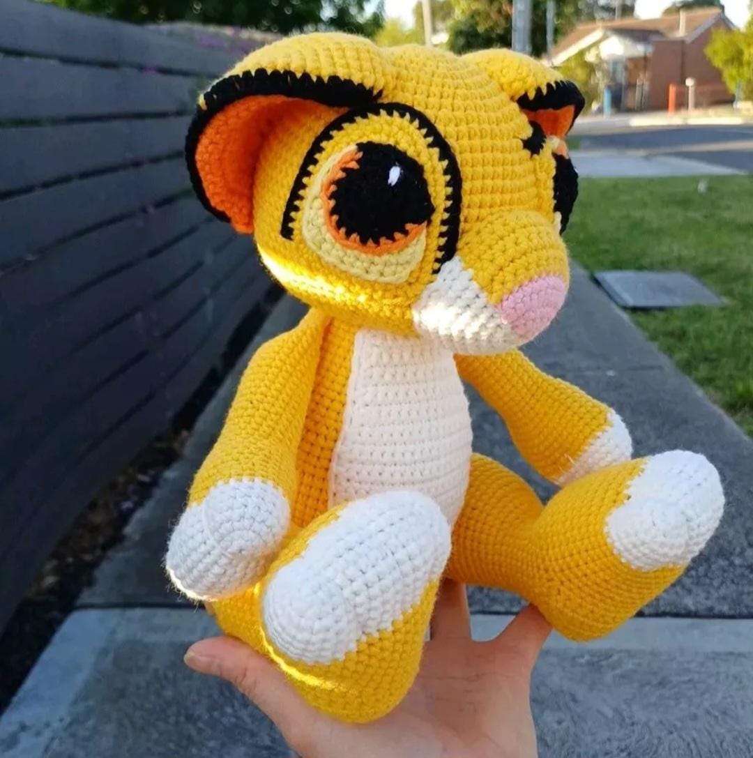 Handmade Simba Inspired Plush: Large Cuddly Lion with Movable Legs