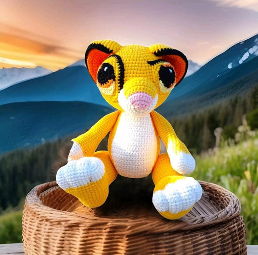 Handmade Simba Inspired Plush: Large Cuddly Lion with Movable Legs