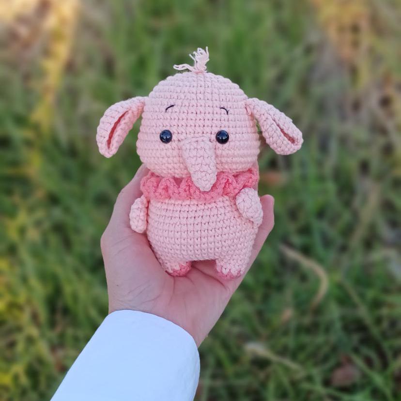 Crochet Cow Elephant Keychain Gift Animal Bag Charm Handmade Amigurumi Plush Keyring