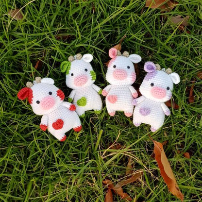 Crochet Cow Elephant Keychain Gift Animal Bag Charm Handmade Amigurumi Plush Keyring