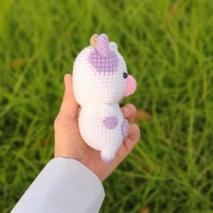 Crochet Cow Elephant Keychain Gift Animal Bag Charm Handmade Amigurumi Plush Keyring