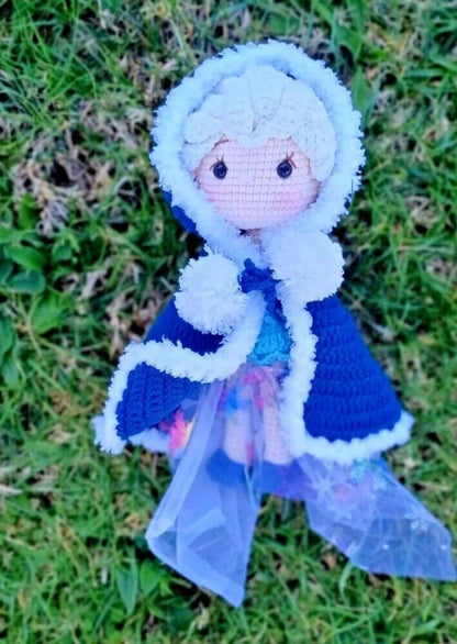Crochet Ice Queen Doll, Handmade Amigurumi Nursery Decor
