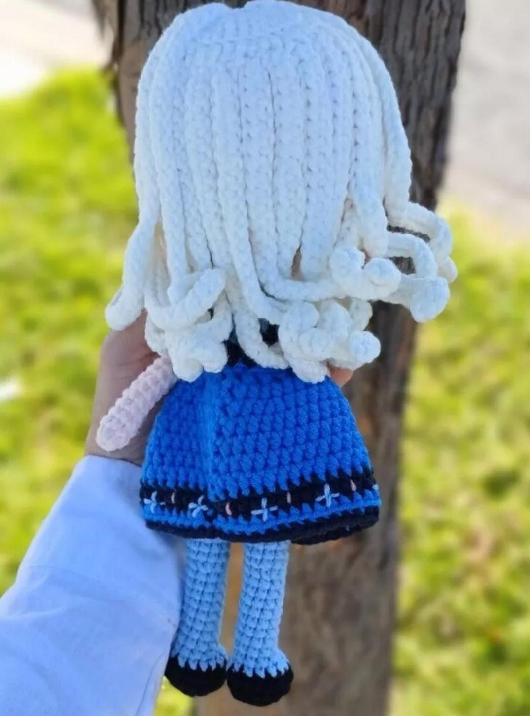 Crochet Ice Queen Doll, Handmade Amigurumi Nursery Decor