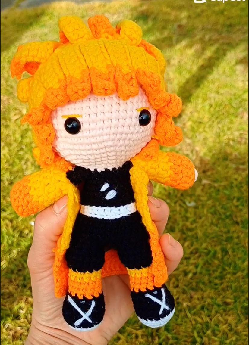 Crochet Anime Style Demon Girl Boy Plush Gift Anime Fans Home Decor Handmade Amigurumi Soft Plush Doll