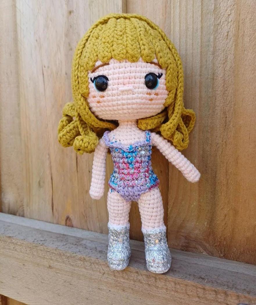 Crochet Pop Star Style Doll Gift Home Decor Handmade Amigurumi Soft Plush Doll