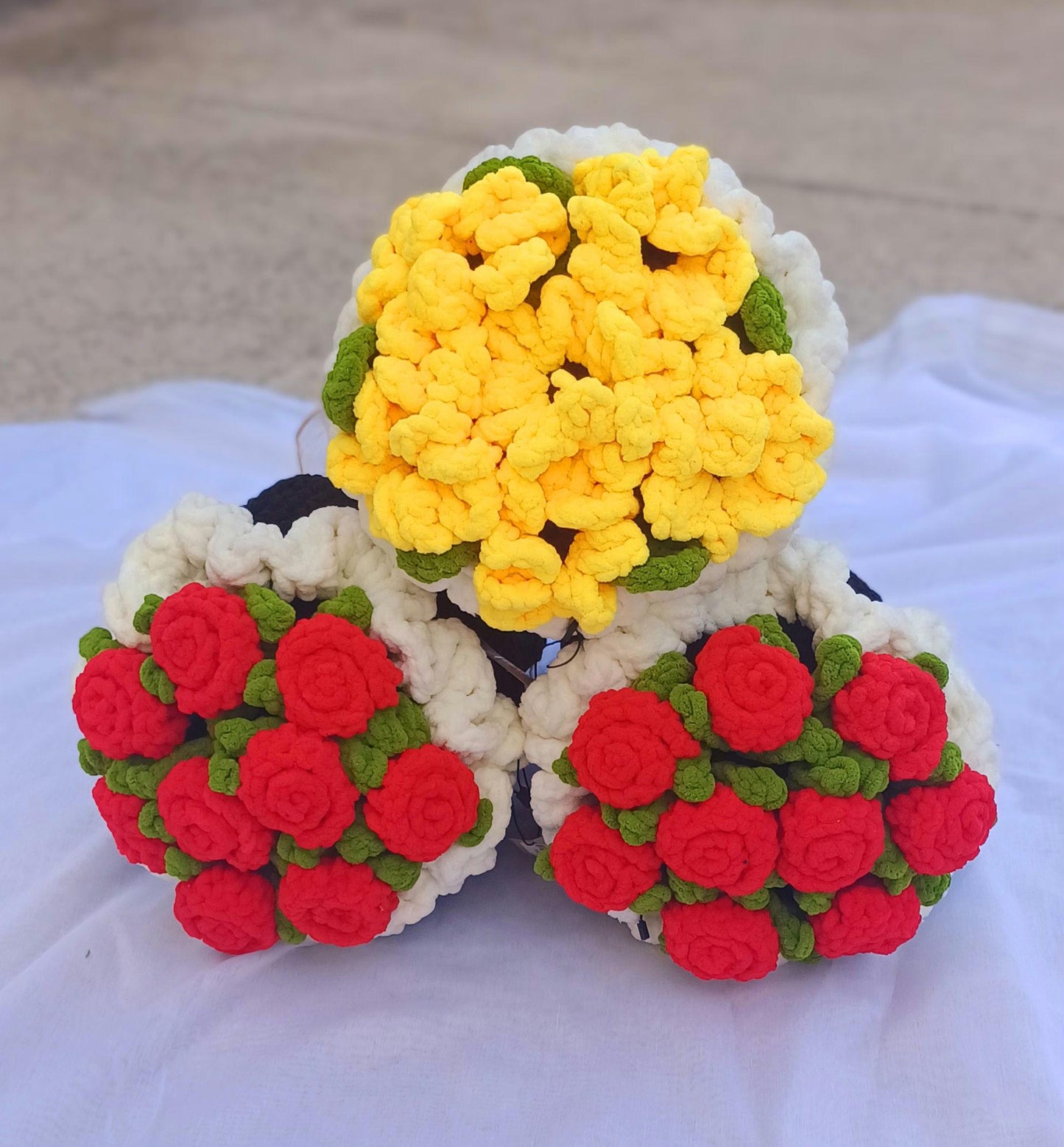 Crochet Flower Bouquet Valentines Gift Romantic Home Decor Handmade Amigurumi Floral Arrangement