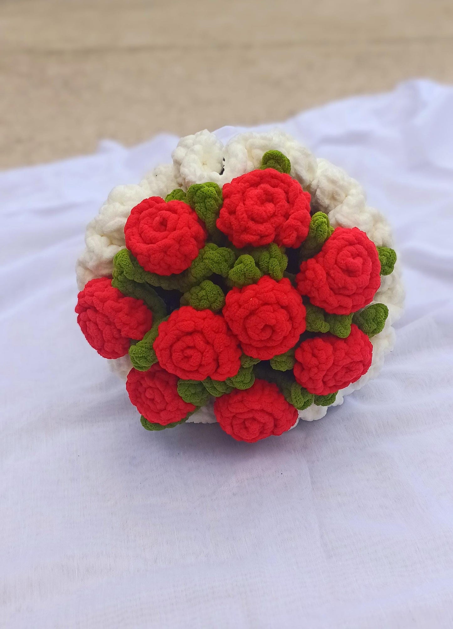 Crochet Flower Bouquet Valentines Gift Romantic Home Decor Handmade Amigurumi Floral Arrangement