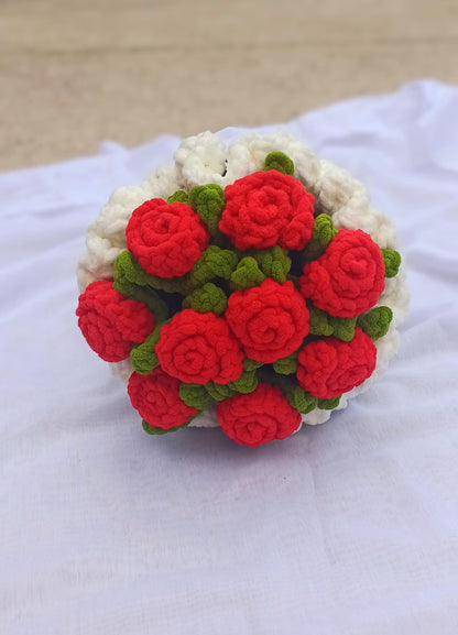 Crochet Flower Bouquet Valentines Gift Romantic Home Decor Handmade Amigurumi Floral Arrangement