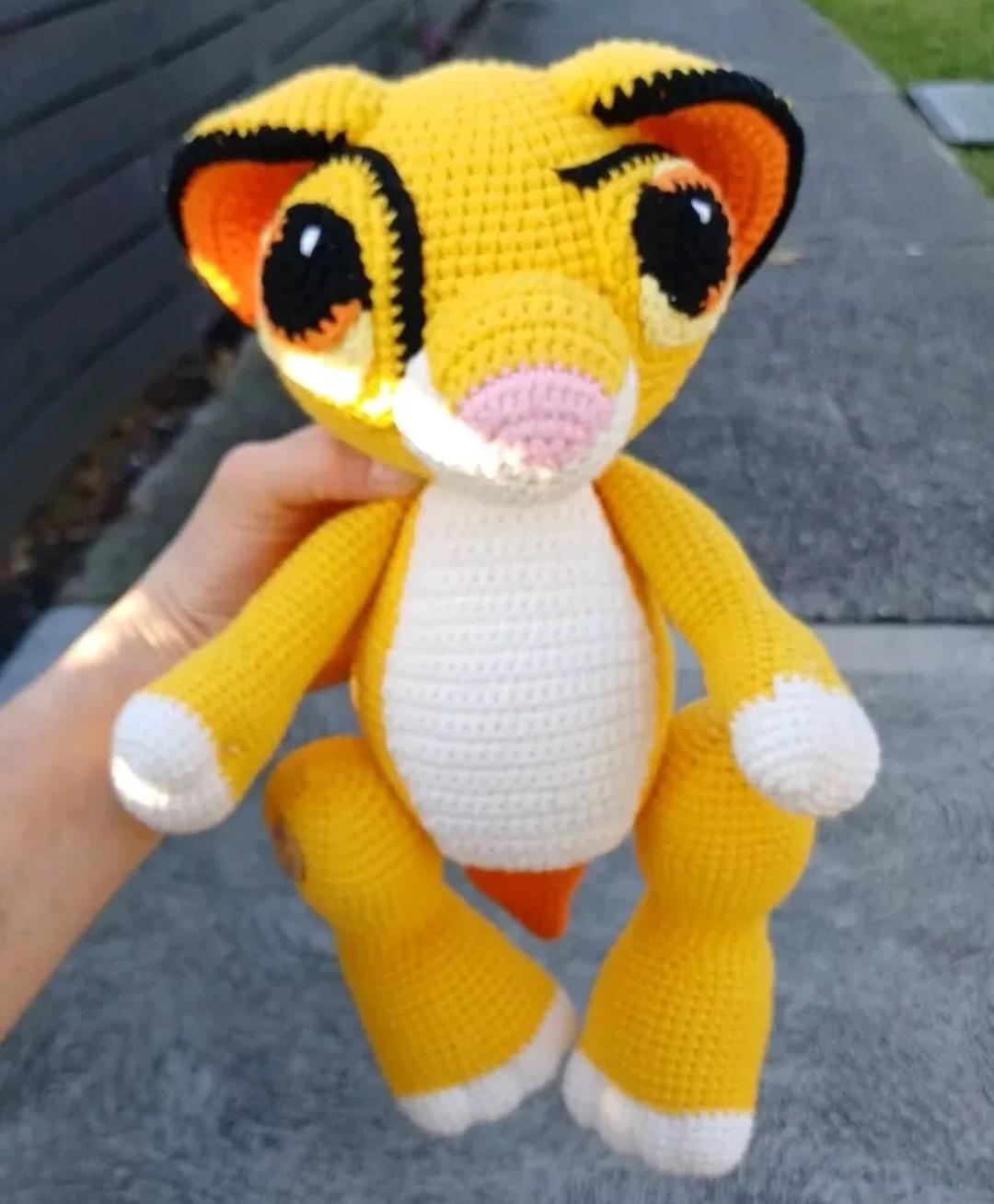 Handmade Simba Inspired Plush: Large Cuddly Lion with Movable Legs