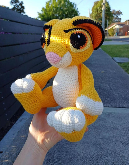 Handmade Simba Inspired Plush: Large Cuddly Lion with Movable Legs