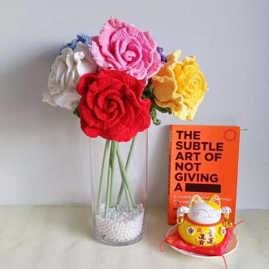 Large Crochet Rose, Handmade Floral Decor (40 cm Tall)