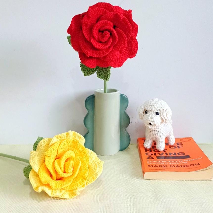 Large Crochet Rose, Handmade Floral Decor (40 cm Tall)