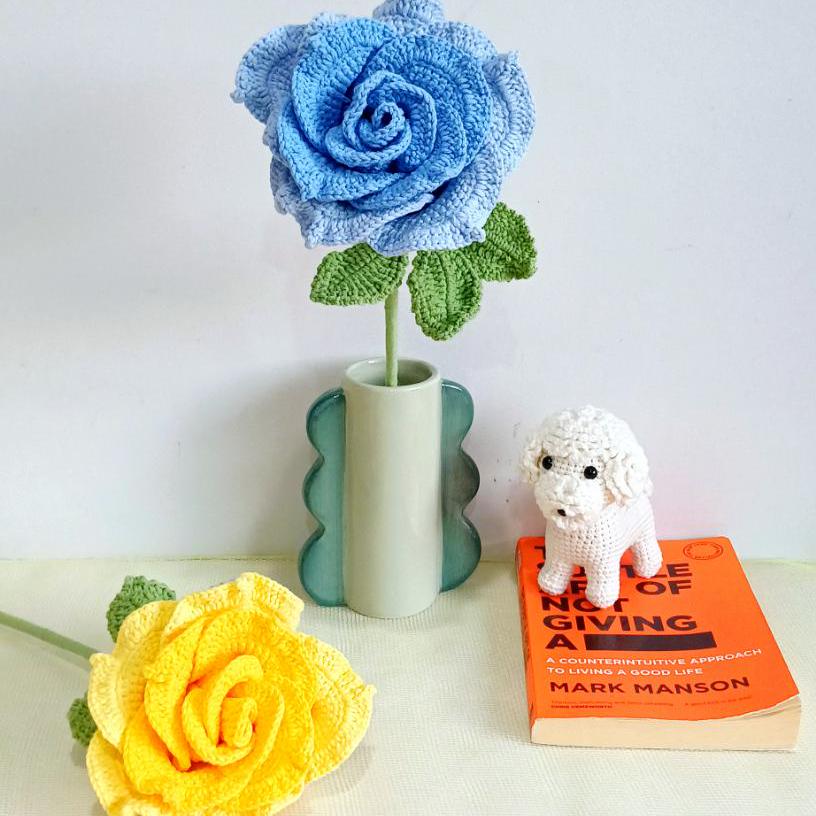 Large Crochet Rose, Handmade Floral Decor (40 cm Tall)