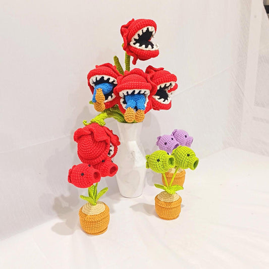 Kawaii Crochet Peashooter Plant: Gamer Desk Decor