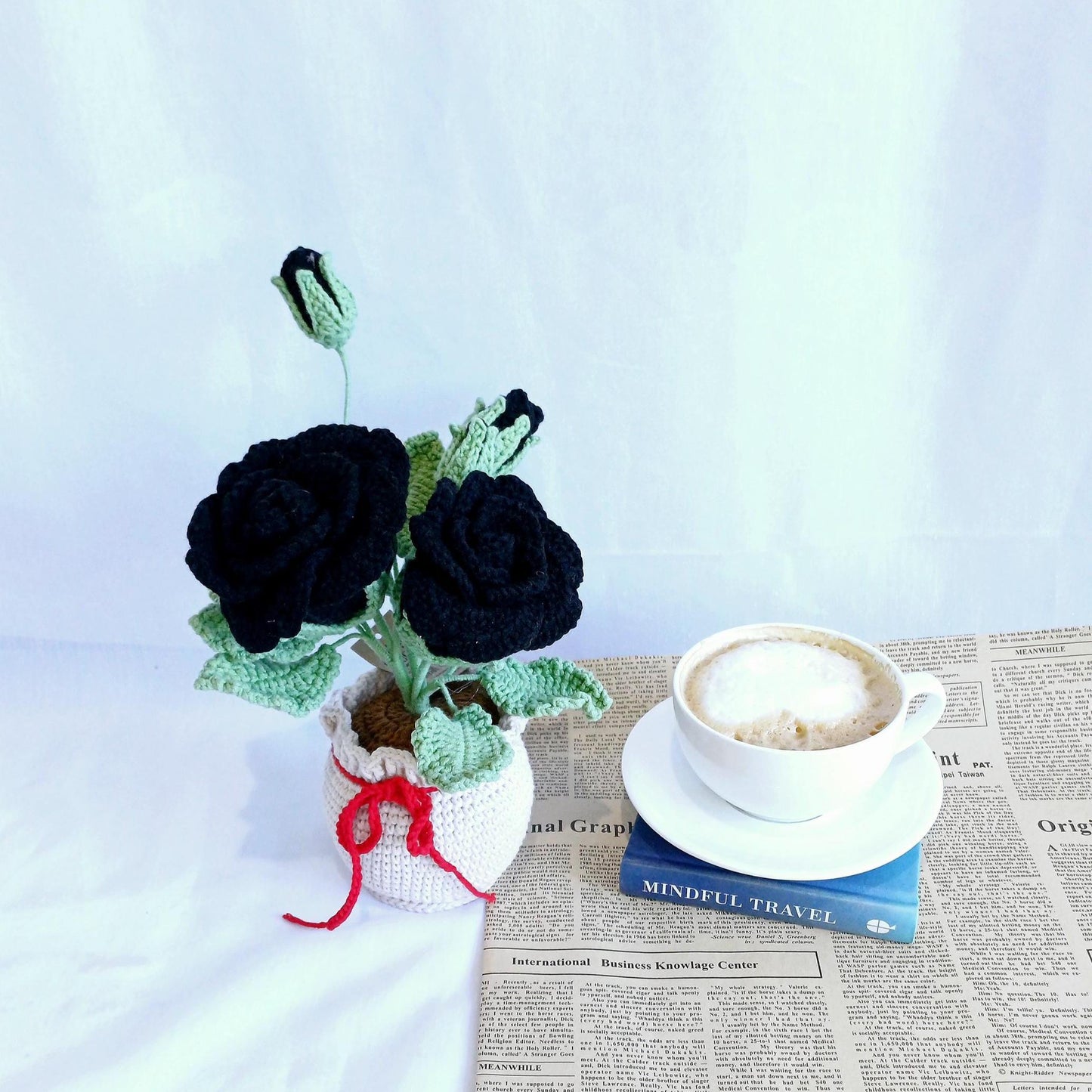 Crochet Rose Flower Pot - Mother's Day Gift -Handmade Floral Arrangement