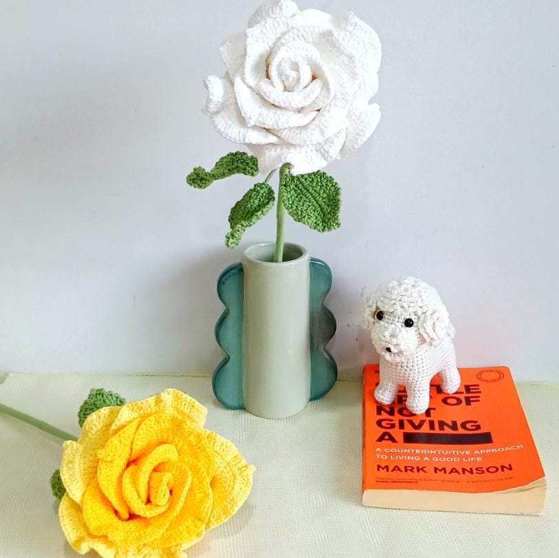 Large Crochet Rose, Handmade Floral Decor (40 cm Tall)