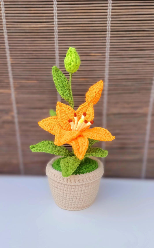 Handmade Crochet Lily Flower Arrangement Made-to-Order Forever Bloom
