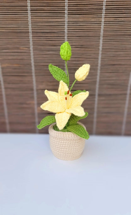 Handmade Crochet Lily Flower Arrangement Made-to-Order Forever Bloom