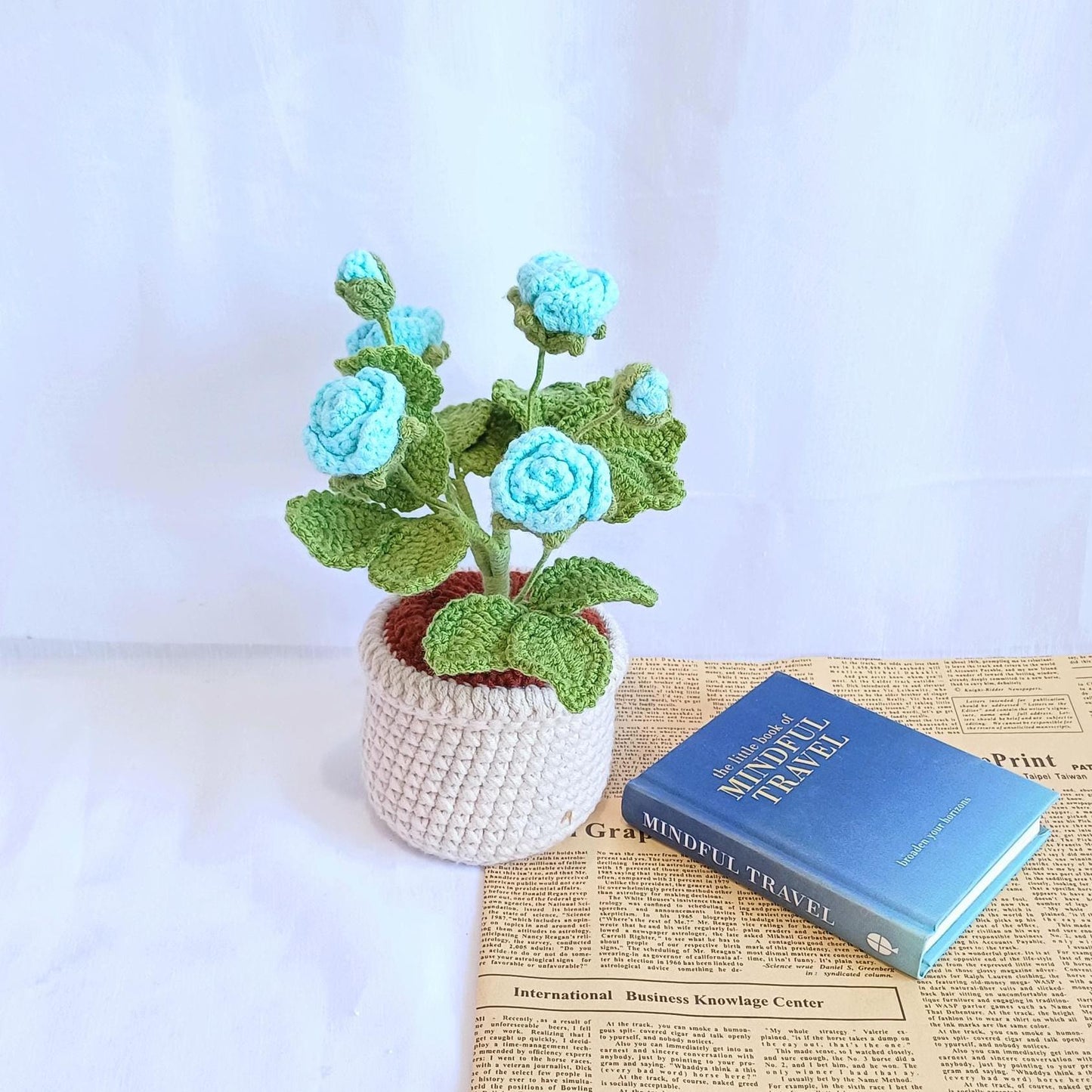 Crochet Rose Flower Pot - Mother's Day Gift -Handmade Floral Arrangement