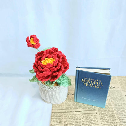 Crochet Flower Pot Gift Birthday Housewarming Home Decor Handmade Amigurumi Floral Display