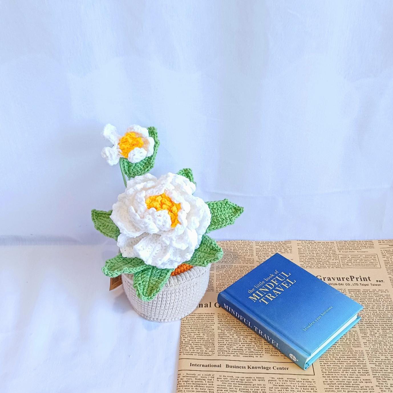 Crochet Flower Pot Gift Birthday Housewarming Home Decor Handmade Amigurumi Floral Display