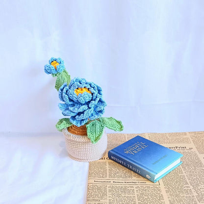 Crochet Flower Pot Gift Birthday Housewarming Home Decor Handmade Amigurumi Floral Display