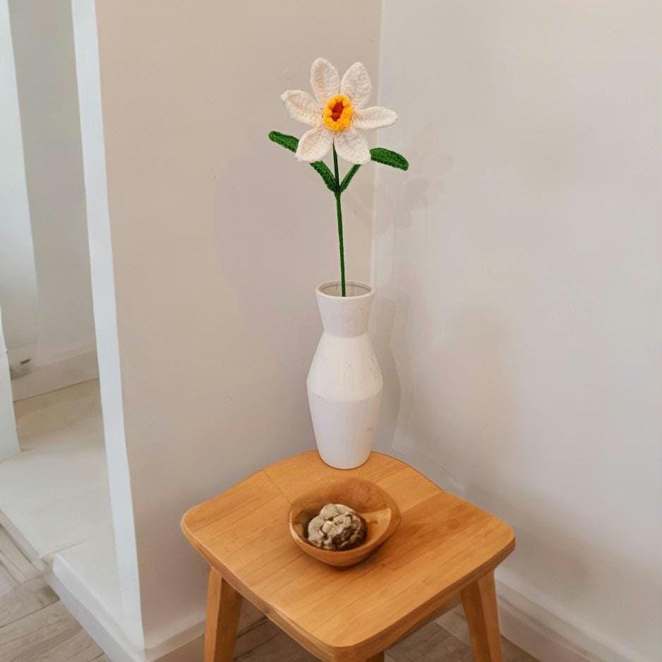 Crochet Daffodil Flower Gift Birthday Present Home Decor Handmade Amigurumi Floral Ornament