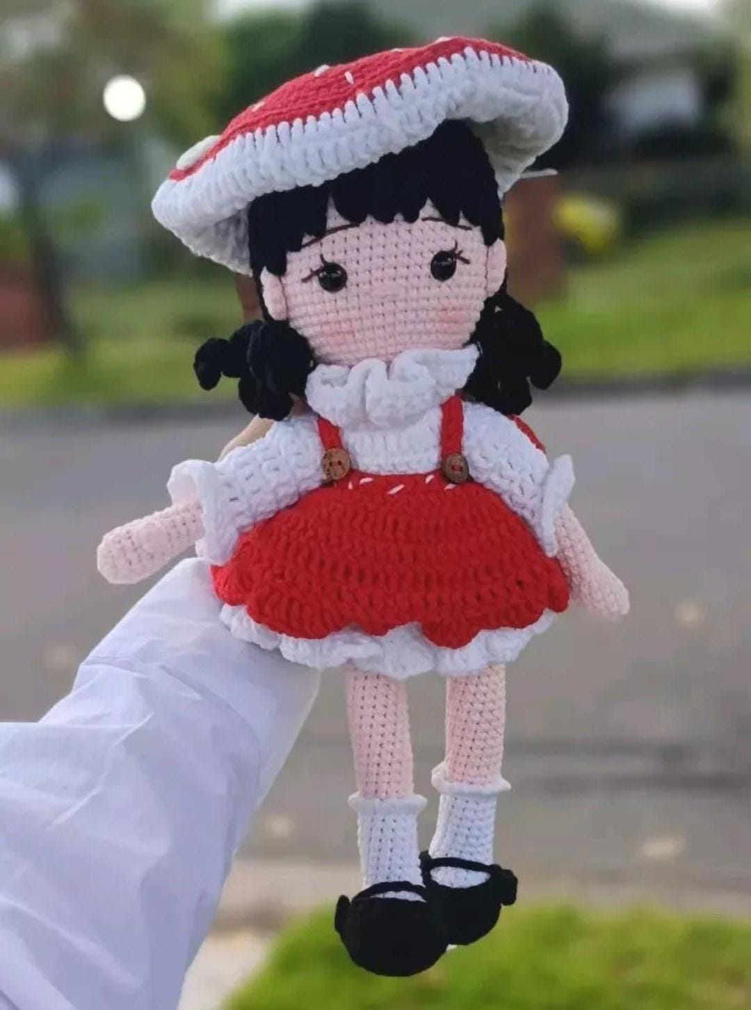 Crochet Mushroom Girl Doll: Red Riding Hood Amigurumi Plush