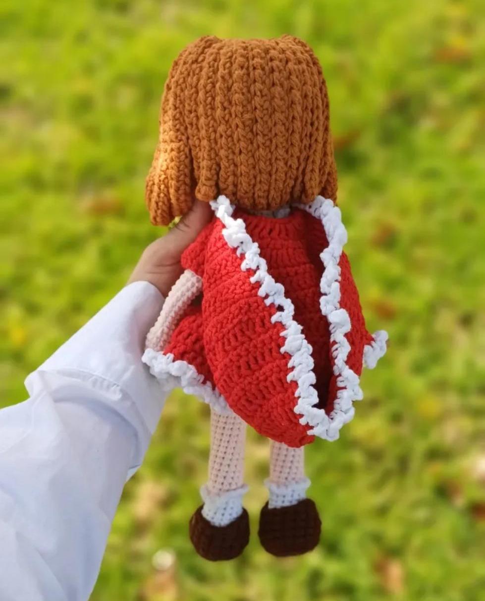 Crochet Mushroom Girl Doll: Red Riding Hood Amigurumi Plush