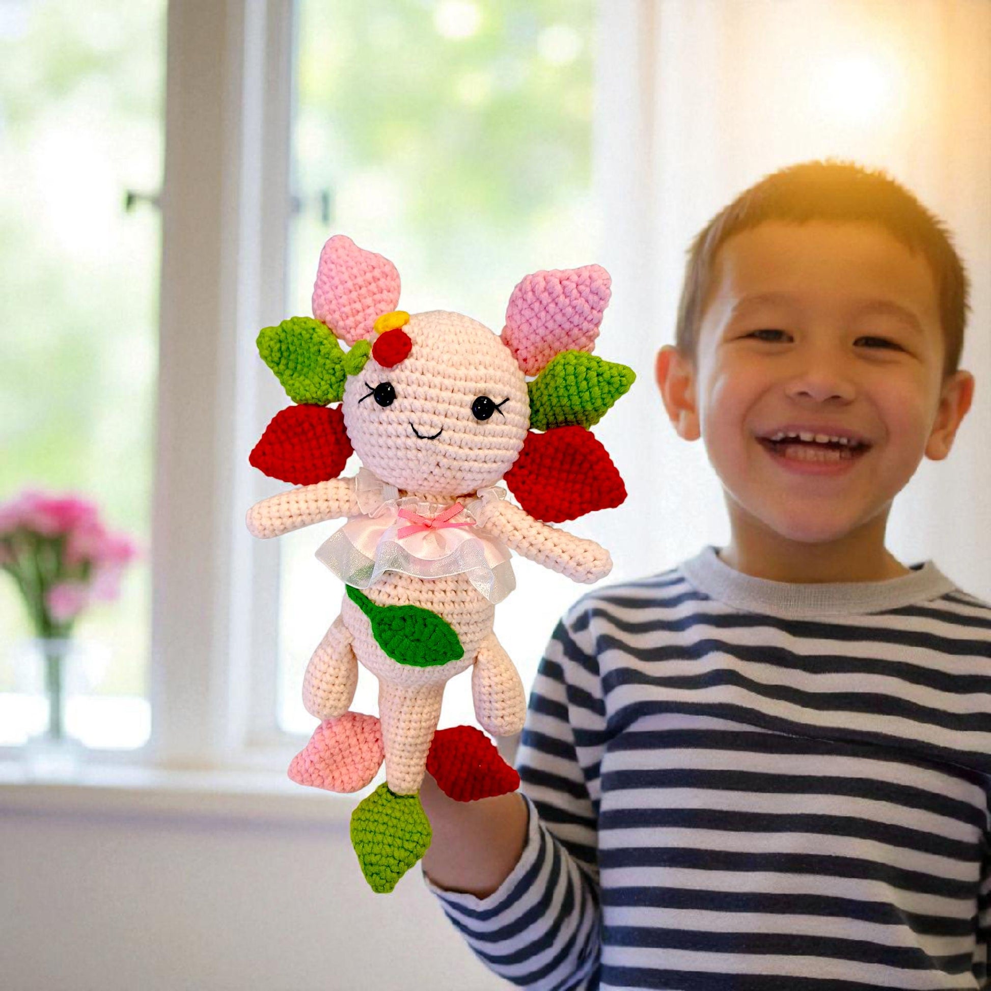 Crochet Axolotl Plush Doll Gift Animal Home Decor Handmade Amigurumi Toy