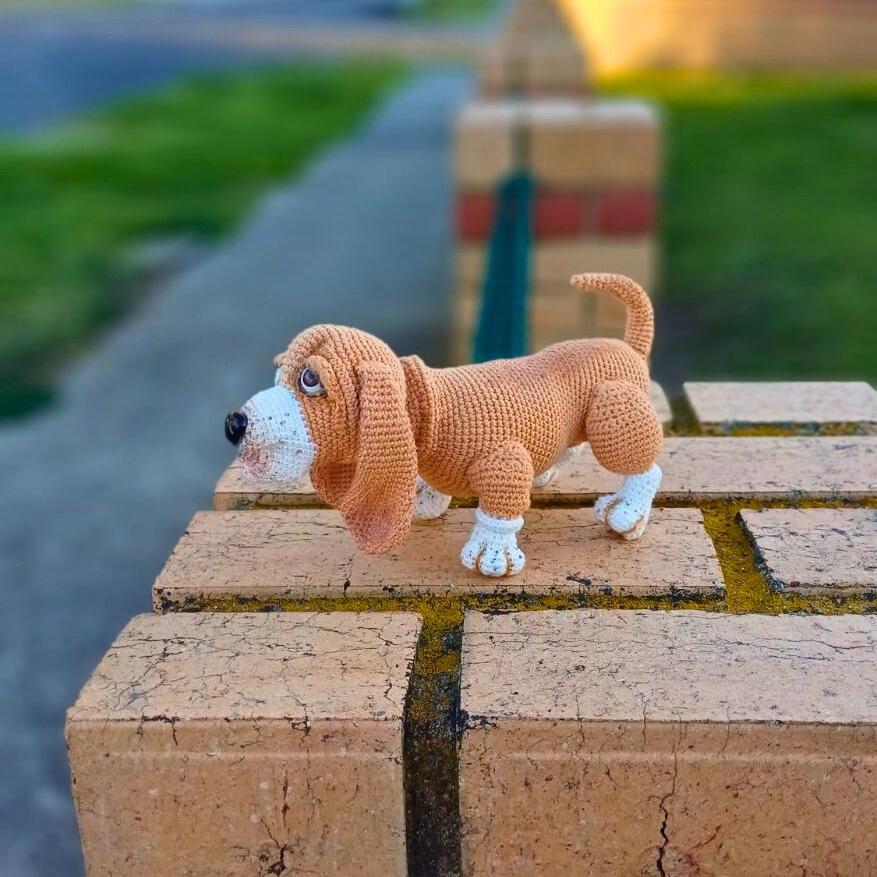 Handmade Crochet Bulldog Doll, Cotton Amigurumi Dog Figure