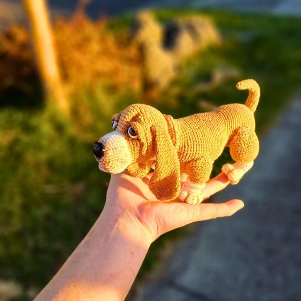 Handmade Crochet Bulldog Doll, Cotton Amigurumi Dog Figure