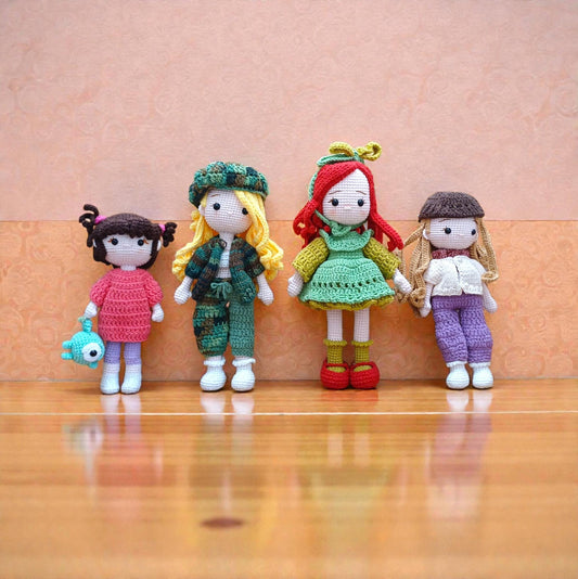 Crochet Amigurumi Doll Set Nursery Gift Baby Room Decor Handmade Soft Plush Dolls Collection