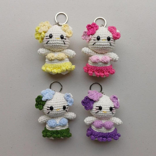 Crochet Animal Keychain Gift Cat Axolotl Bag Charm Handmade Amigurumi Plush Keyring