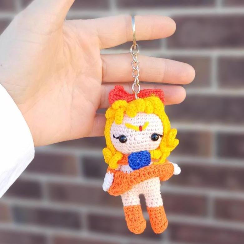 Handmade Sailor Moon Tuxedo Mask Crochet Keychain: Anime Plush Charm